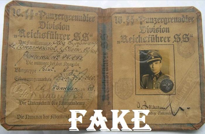 Fake Nazi ID's on ebay