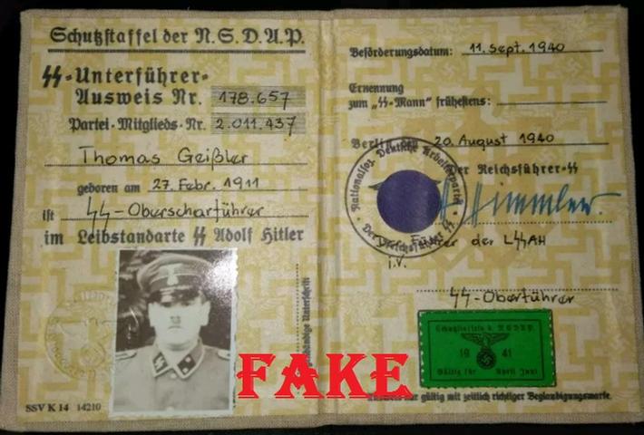 Fake Nazi ID, gerrhembr_0, ebay, forgery, Nazi ID, Nazi Passbook, SS Passport