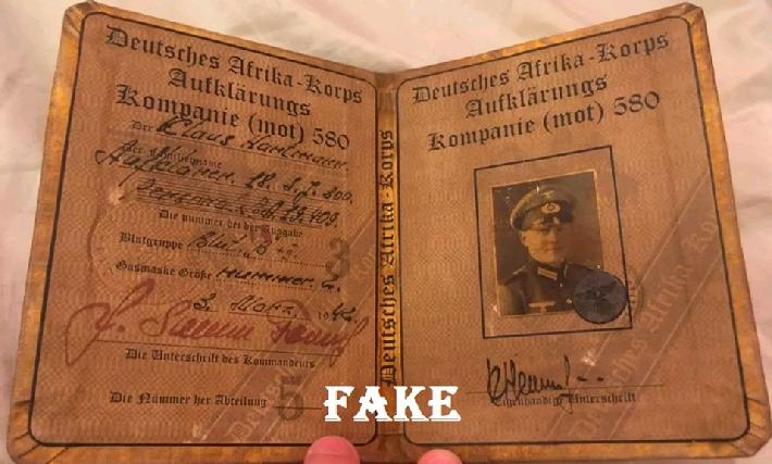 fake nazi ID, WW2 fake ID, German passbooks ww2, fake nazi sales on ebay