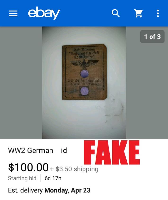 Nazi ID on ebay