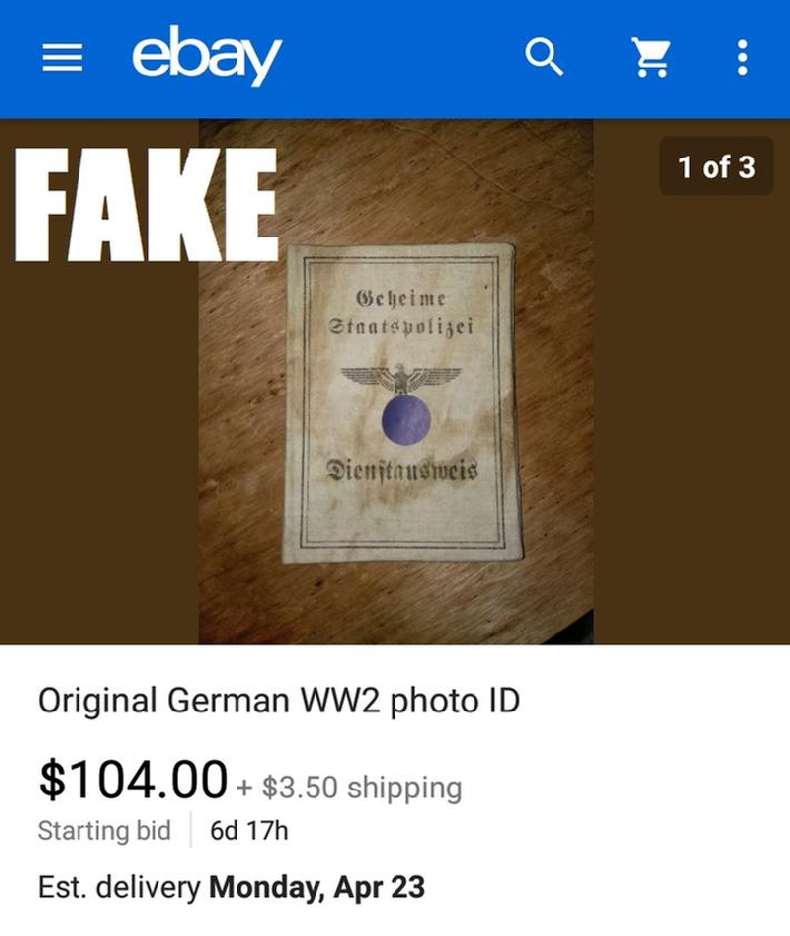 Nazi ID on ebay