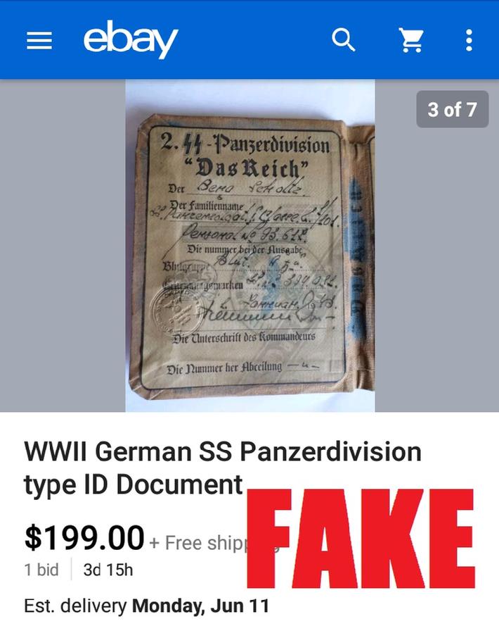 Fake Nazi Passbook, ID, WW2