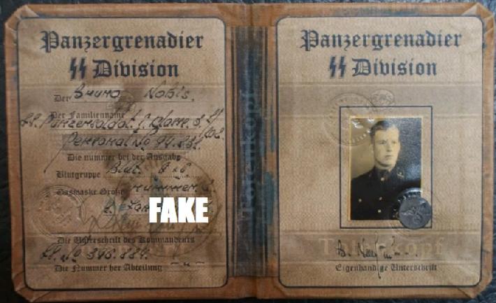 Fake Nazi Passbook, ID, WW2
