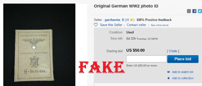 Fake Nazi ID, gerrhembr_0, ebay, forgery, Nazi ID, Nazi Passbook, SS Passport