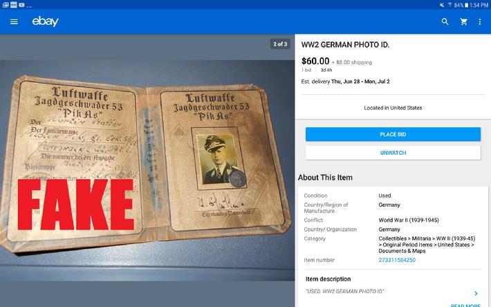 Fake Nazi Passbook, ID, WW2