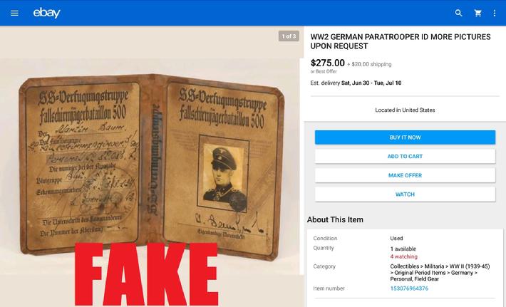 Fake Nazi Passbook, ID, WW2