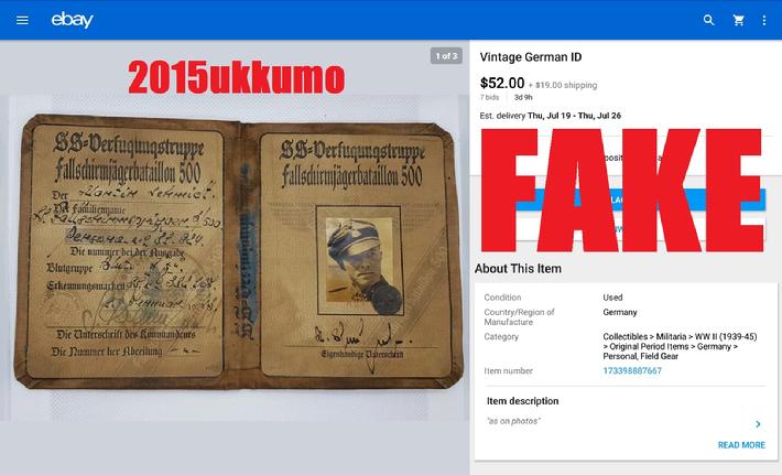 Fake Nazi Passbook, ID, WW2