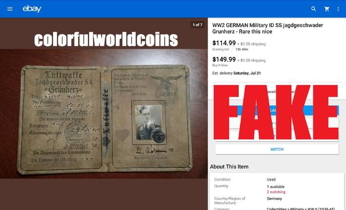 Fake Nazi Passbook, ID, WW2
