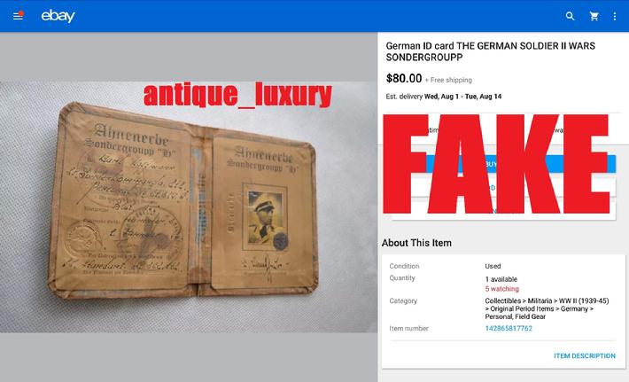 Fake Nazi Passbook, ID, WW2