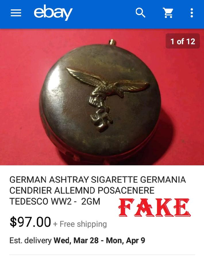 GERMAN ASHTRAYSIGARETTE GERMANIA CENDRIER ALLEMND POSACENERE TEDESCO WW2 - 2GM