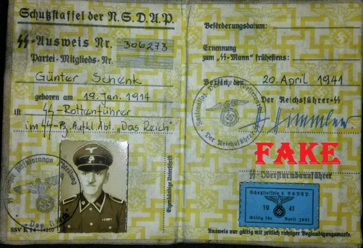 Fake Nazi ID, gerrhembr_0, ebay, forgery, Nazi ID, Nazi Passbook, SS Passport