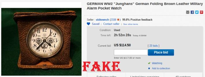 GERMAN WW2 "Junghans" German Folding Brown Leather Military Alarm 